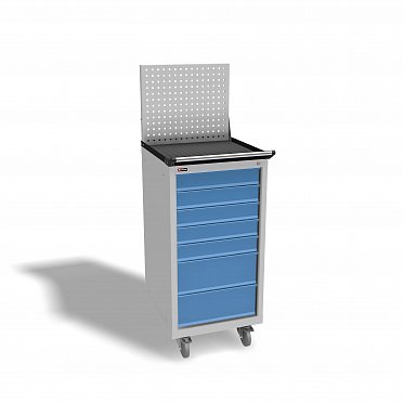 DiKom VL-017 Tool Cabinet with a Perforated Panel, Tray, Castors, and Side Handle