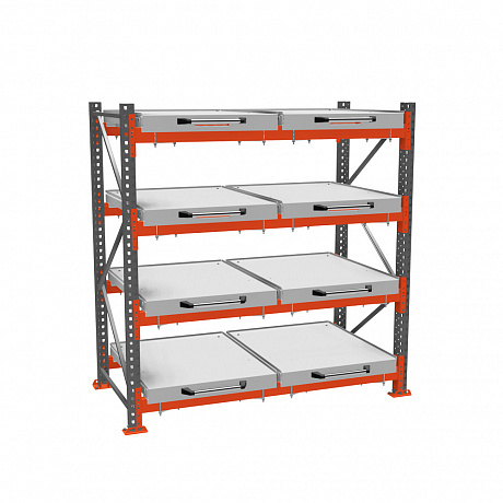 Roll-out shelf rack (4-tier)