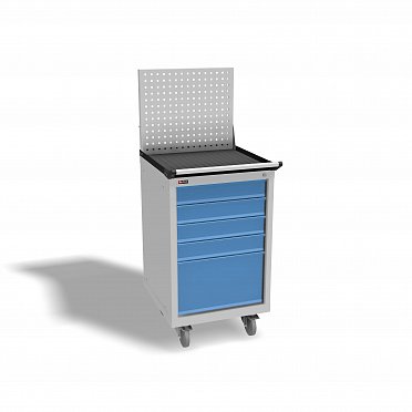 DiKom VL-015 Tool Cabinet with a Perforated Panel, Tray, Castors, and Side Handle