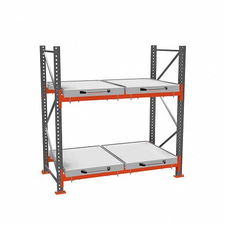 Roll-out shelf rack (2-tier)