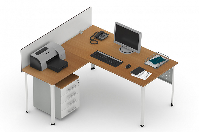 P1 Office Desk with Corner Segment (width 1600 mm)